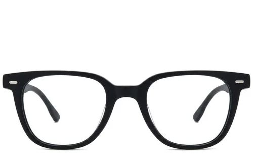 Lunettes ovales en acétate noir #BS218-0637