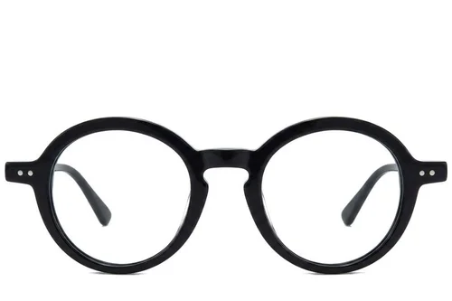 Lunettes rondes en acétate noir #BS218-0638