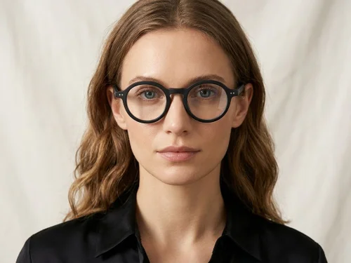 Lunettes rondes en acétate noir #BS218-0642
