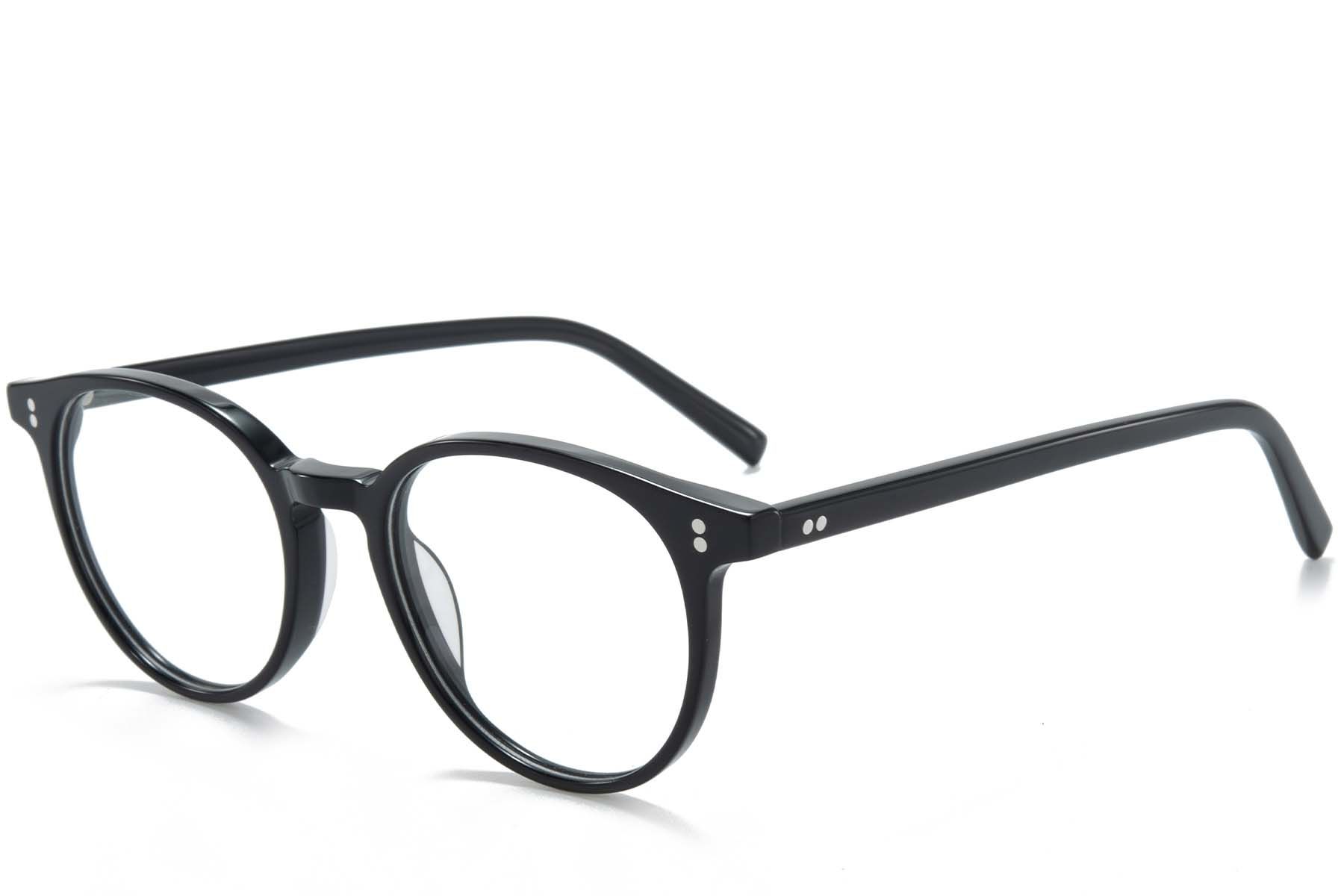 Lunettes ovales en acétate noir #BS218-0687