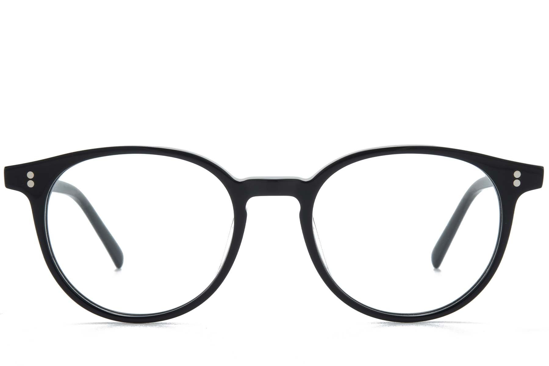 Lunettes ovales en acétate noir #BS218-0687