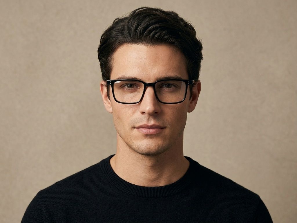 Rectangular Black Acetate Glasses #BS218-0707
