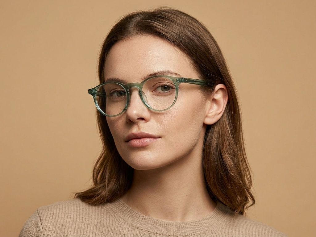 Oval Green Acetate Glasses #BS218-0732
