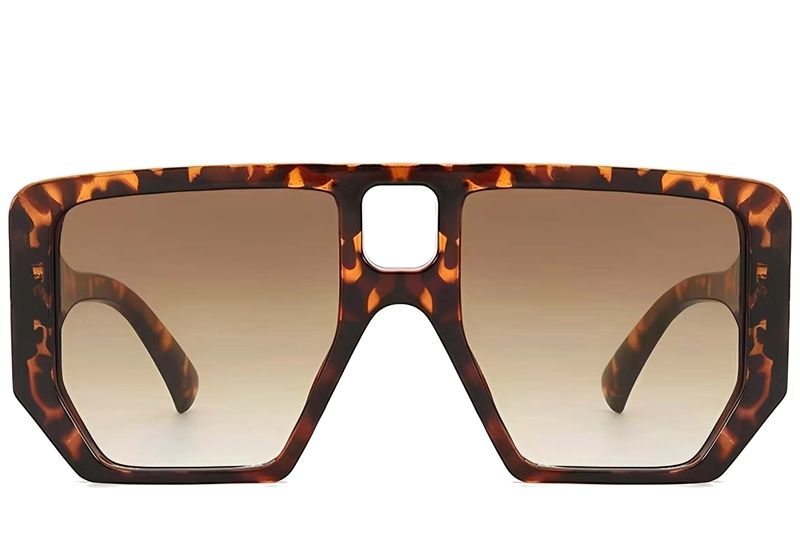Gafas de sol de aviador de plástico con estampado de carey #BS225-0002