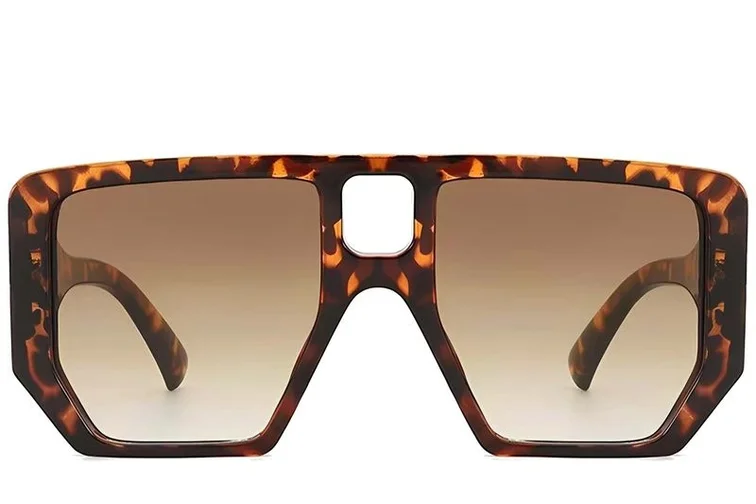 Gafas de sol de aviador de plástico con estampado de carey #BS225-0002