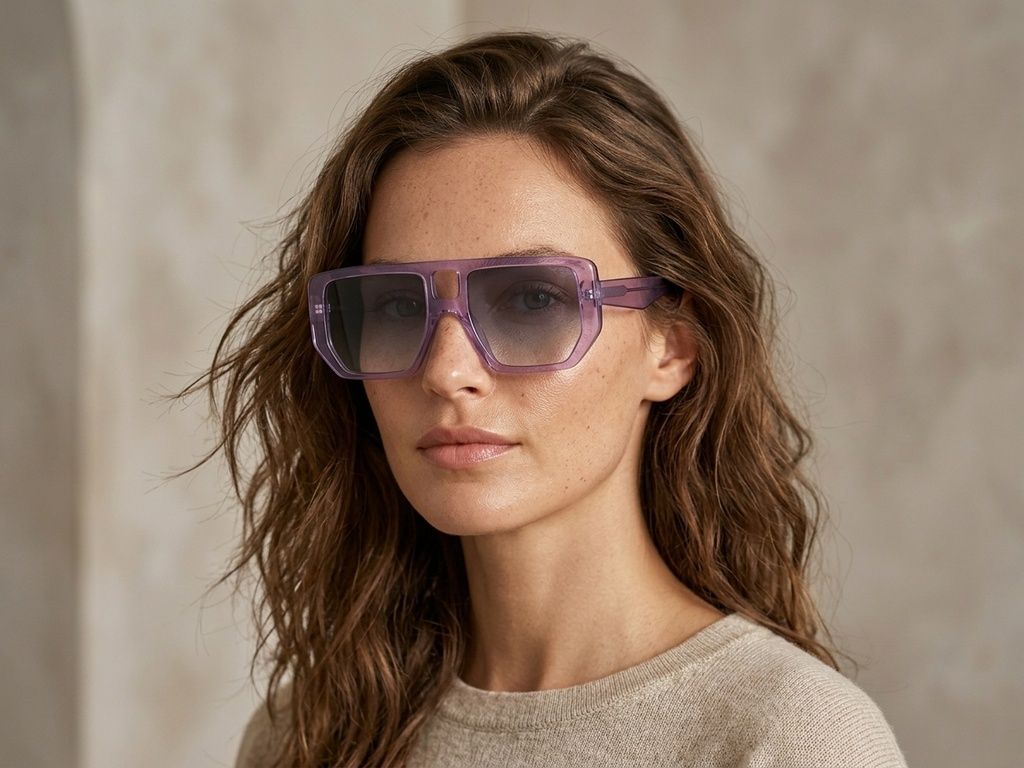 Occhiali da sole modello aviatore in plastica viola #BS225-0003
