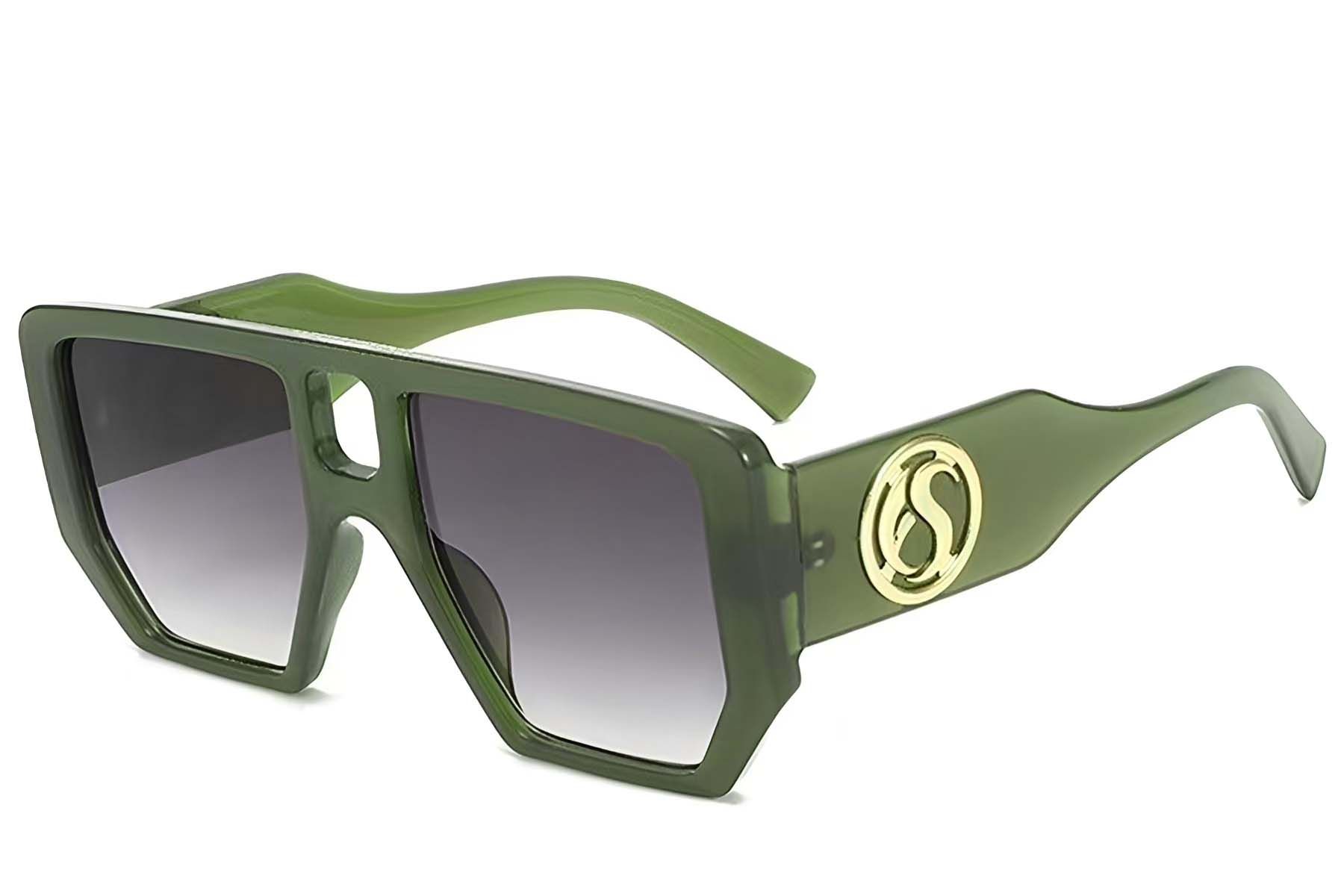 Aviator Green Plastic Sunglasses #BS225-0004
