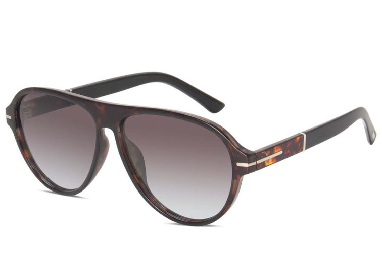 Gafas de sol de aviador de plástico con estampado de carey #BS225-0010