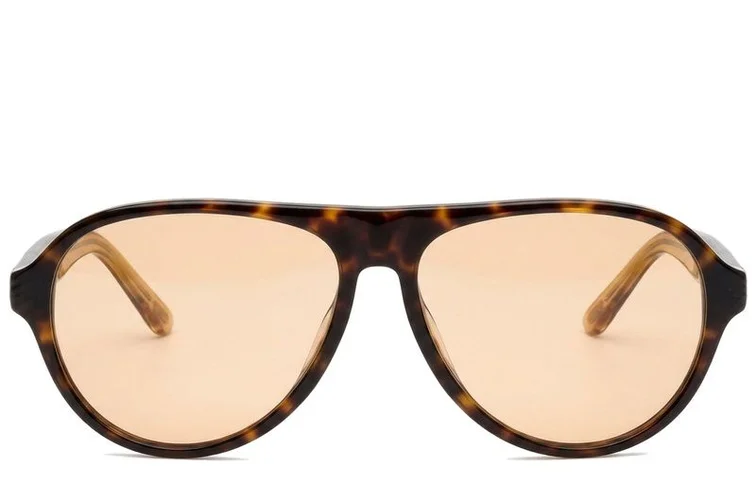 Gafas de sol de aviador de plástico con estampado de carey #BS225-0011