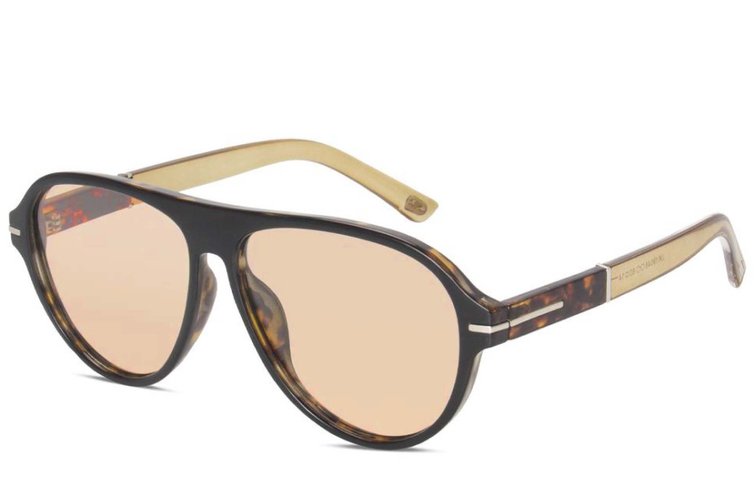 Gafas de sol de aviador de plástico con estampado de carey #BS225-0011