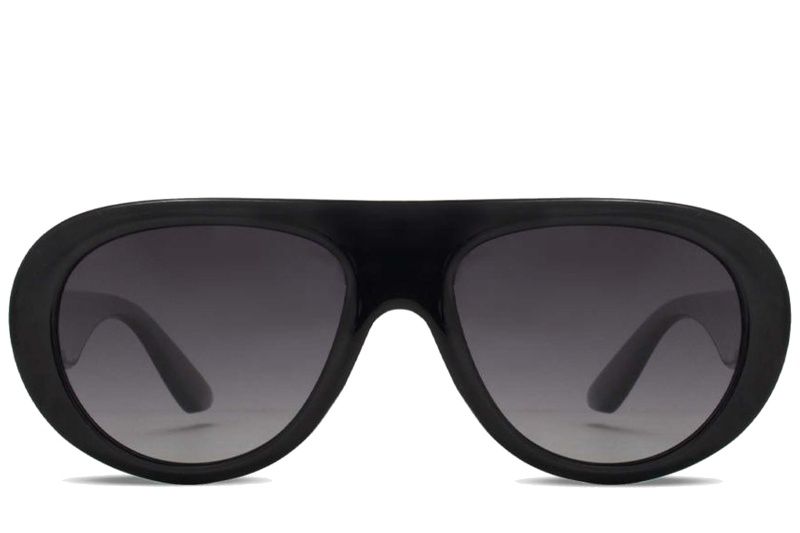 Gafas de sol de aviador de plástico negro #BS225-0013