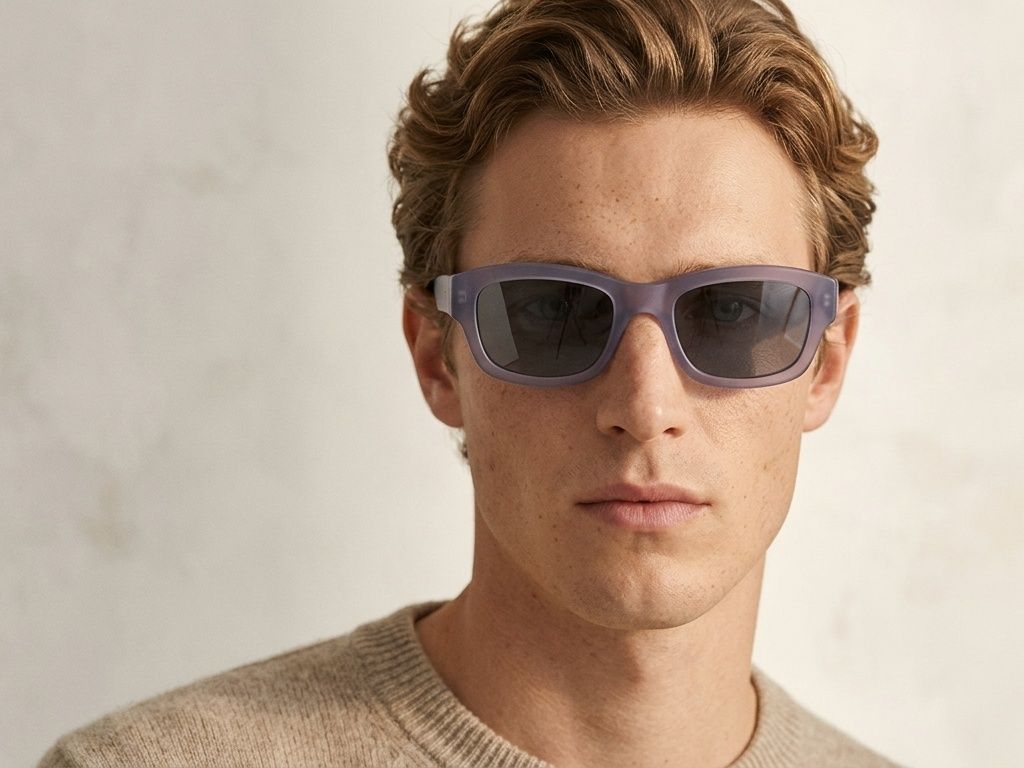 Gafas de sol rectangulares de plástico gris #BS225-0018