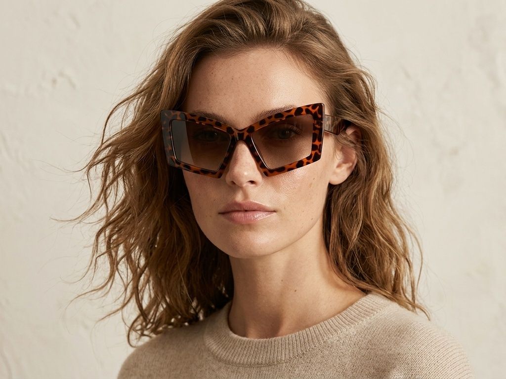 Gafas de sol de plástico con forma de mariposa y carey #BS225-0020