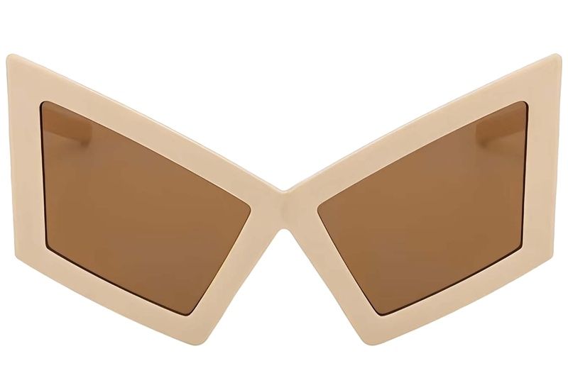 Gafas de sol de plástico color crema con forma de mariposa #BS225-0022