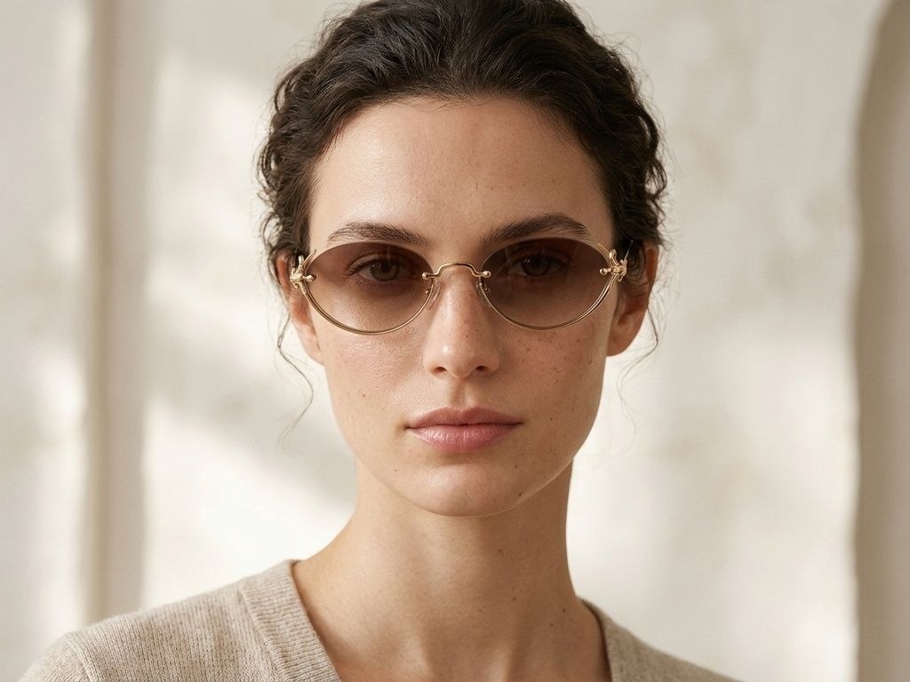 Gafas de sol semi al aire de metal dorado #BS225-0030