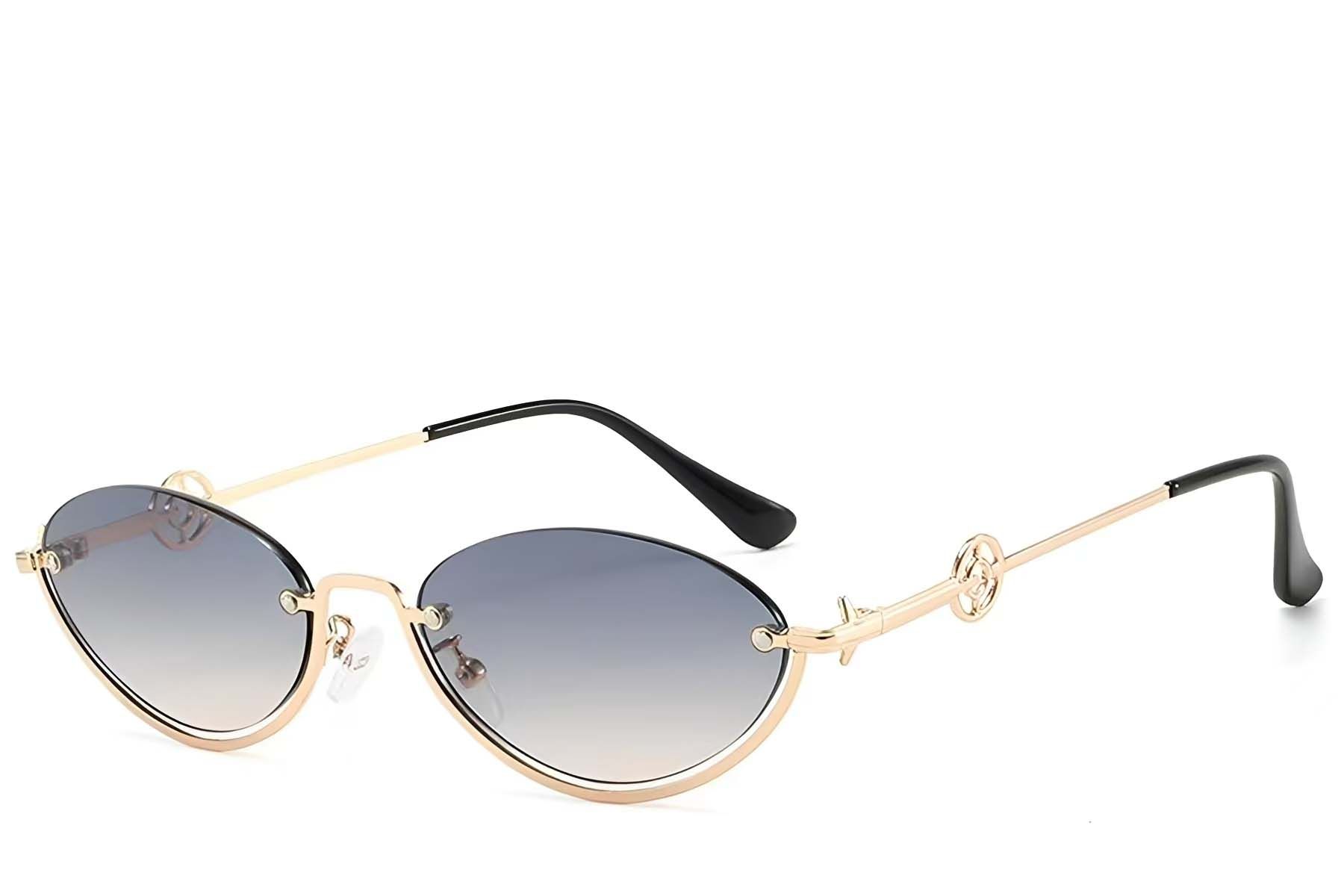 Semi-rimless Golden Metal Sunglasses #BS225-0031