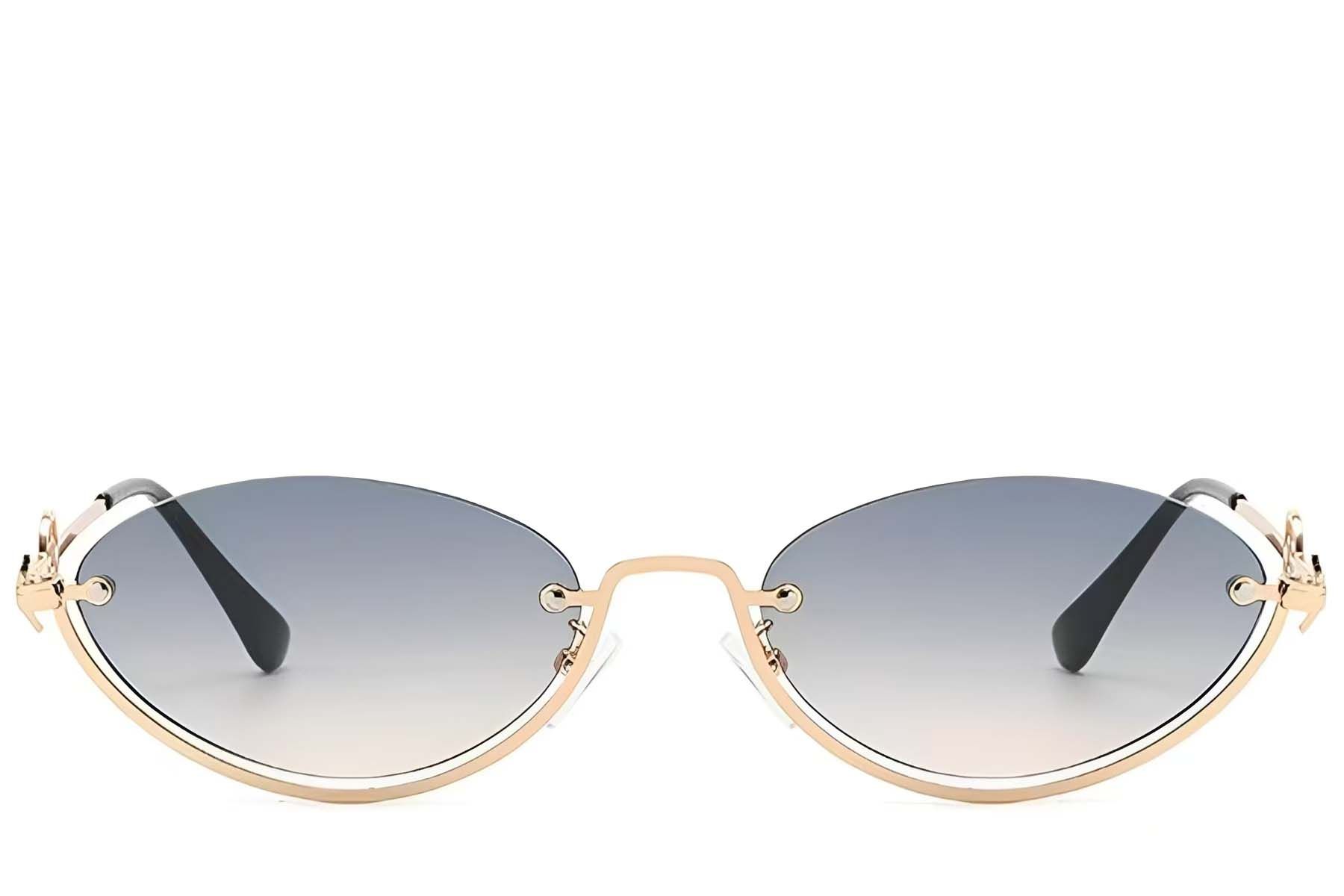 Semi-rimless Golden Metal Sunglasses #BS225-0031