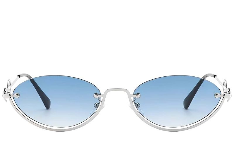 Gafas de sol de metal plateado semi al aire #BS225-0032