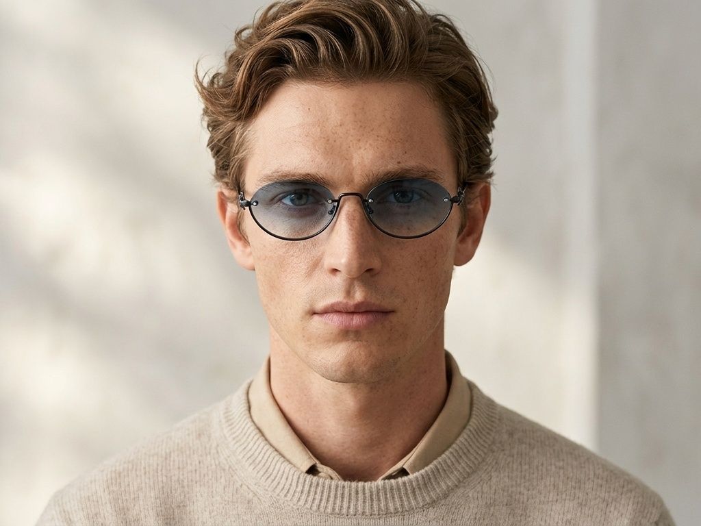 Gafas de sol semi al aire de metal gris #BS225-0033