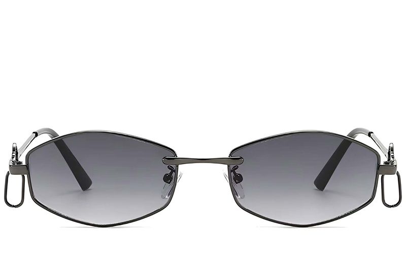 Occhiali da sole geometrici in metallo grigio #BS225-0034