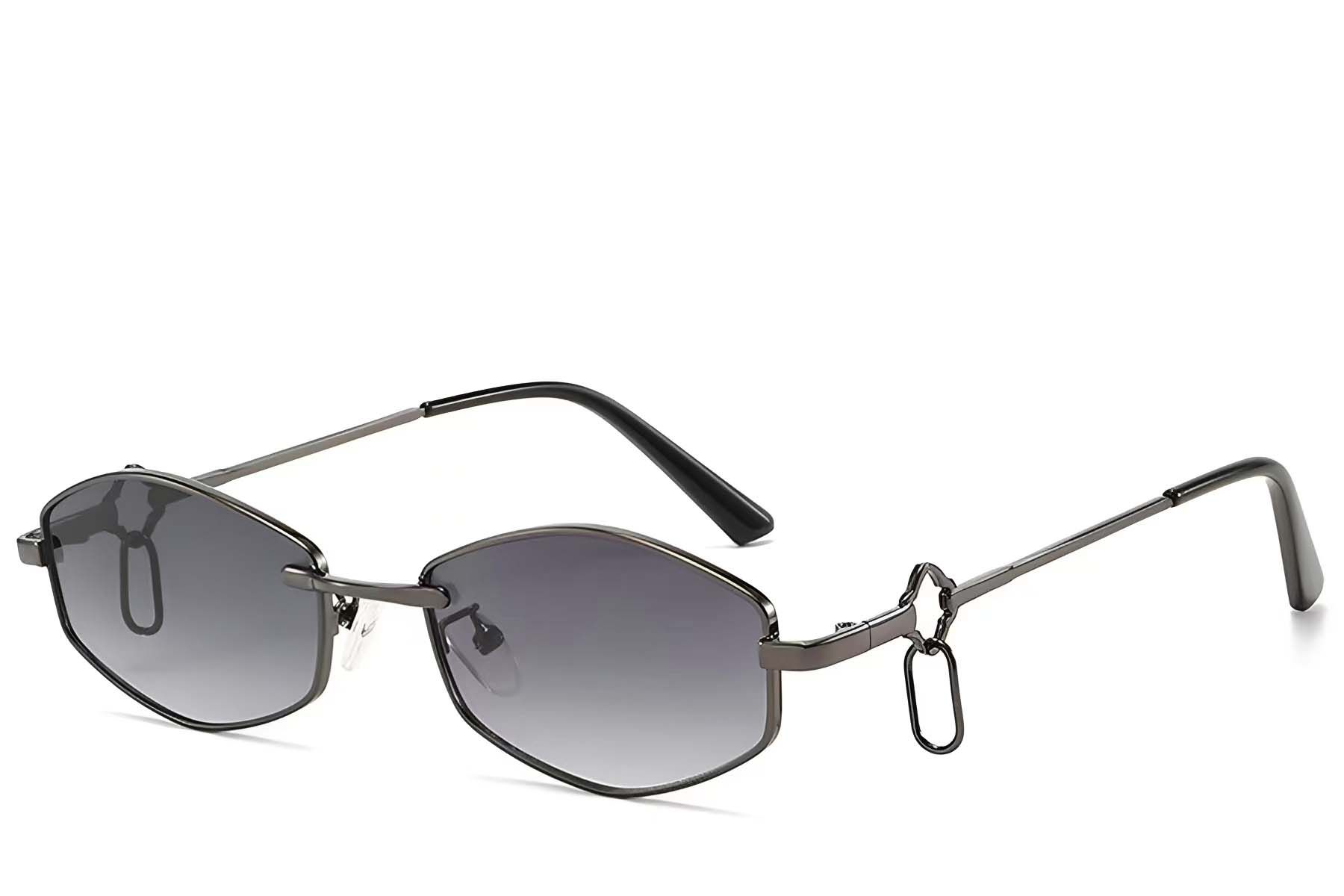 Geometric Grey Metal Sunglasses #BS225-0034