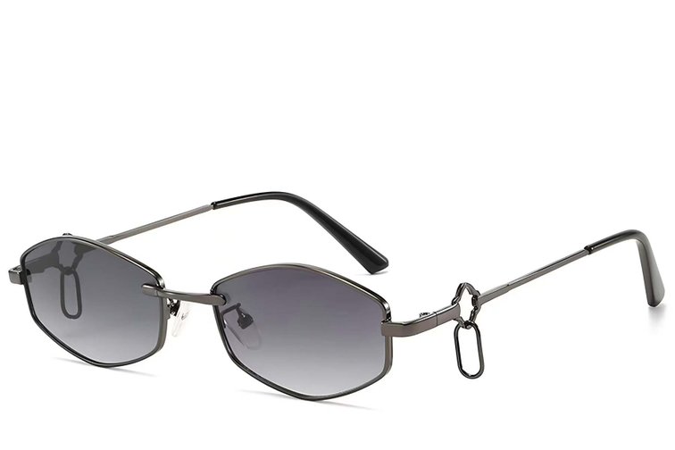 Geometric Grey Metal Sunglasses #BS225-0034