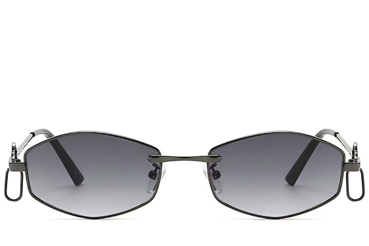 Geometric Grey Metal Sunglasses #BS225-0034