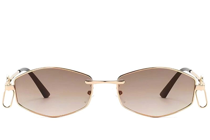 Geometric Golden Metal Sunglasses #BS225-0035
