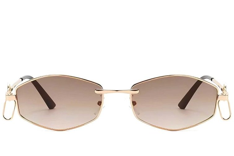 Geometric Golden Metal Sunglasses #BS225-0035
