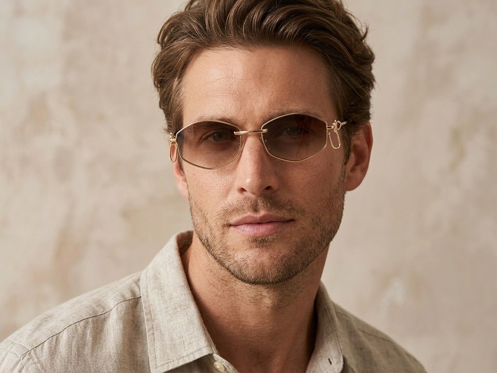 Geometric Golden Metal Sunglasses #BS225-0035