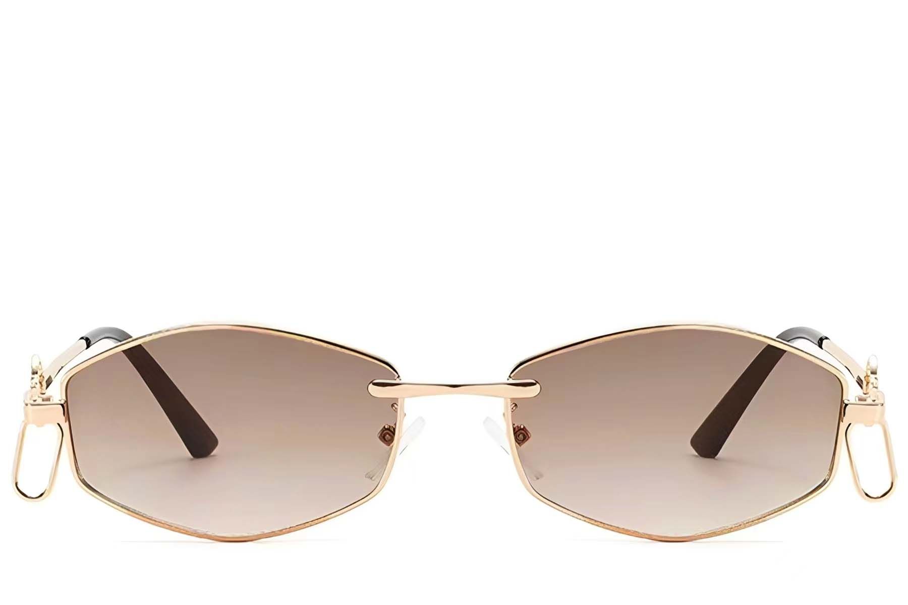 Geometric Golden Metal Sunglasses #BS225-0035