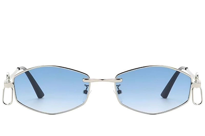 Gafas de sol geométricas de metal plateado #BS225-0037
