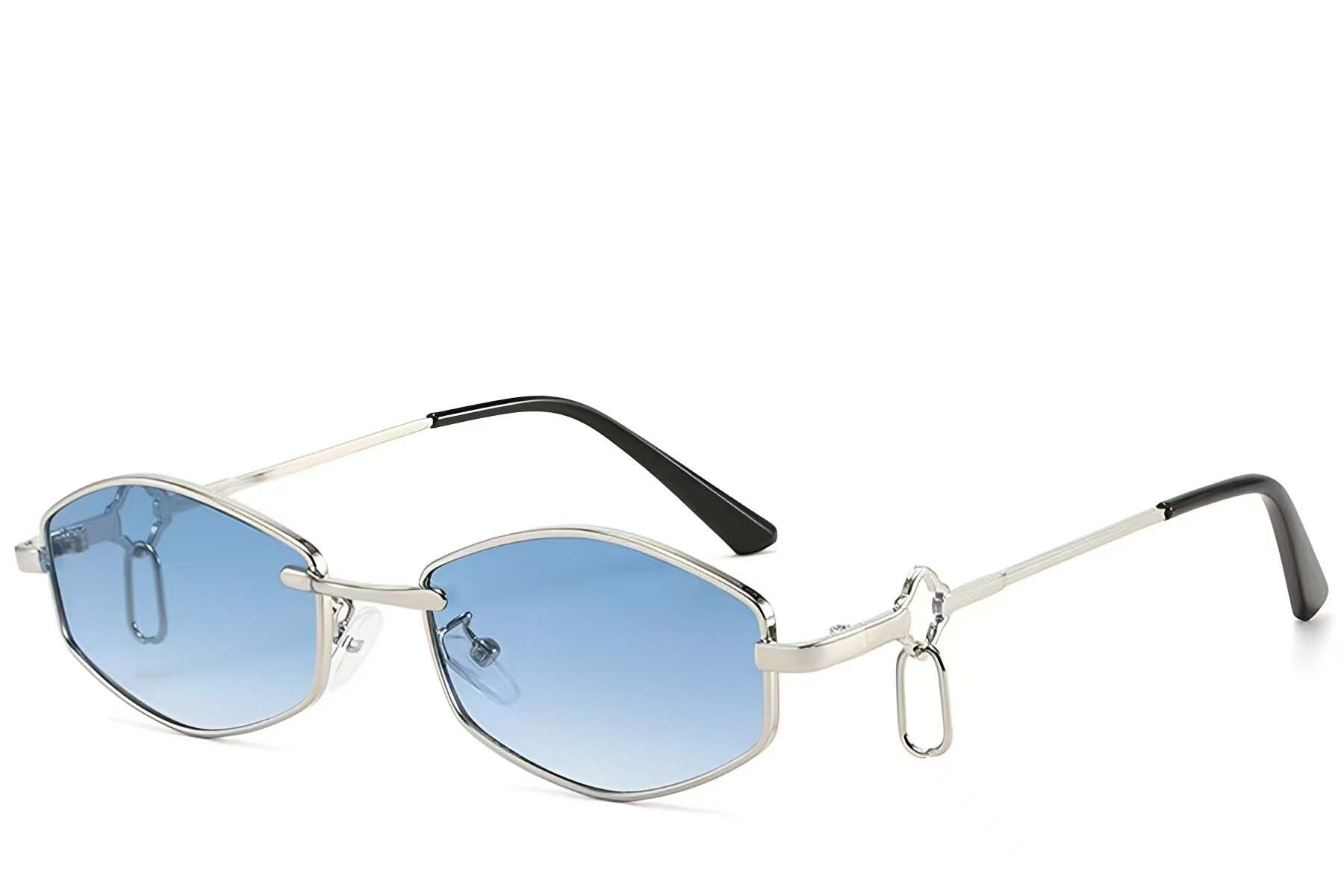Geometric Silver Metal Sunglasses #BS225-0037