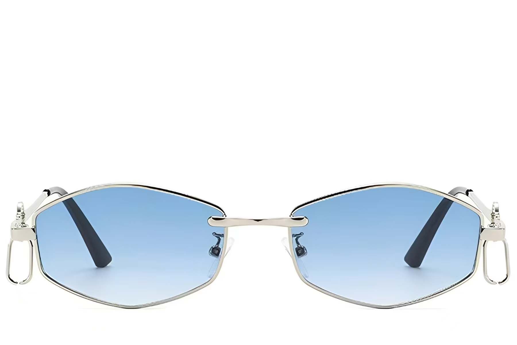 Geometric Silver Metal Sunglasses #BS225-0037