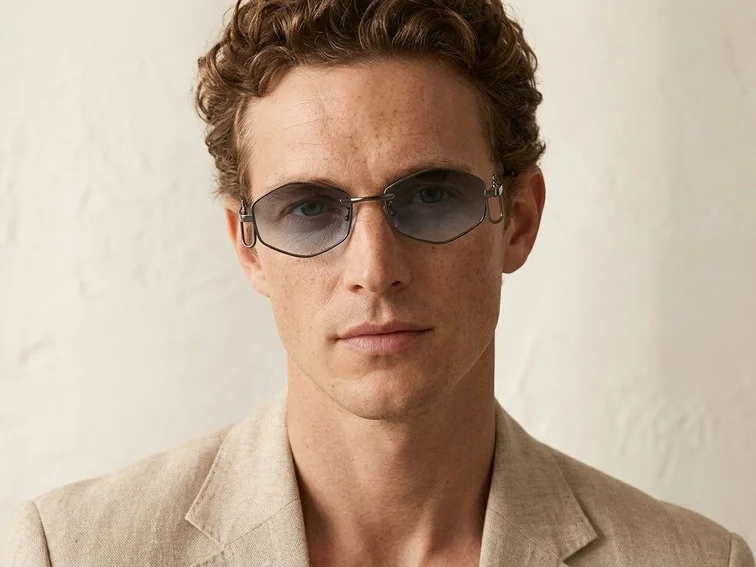 Geometric Grey Metal Sunglasses #BS225-0038