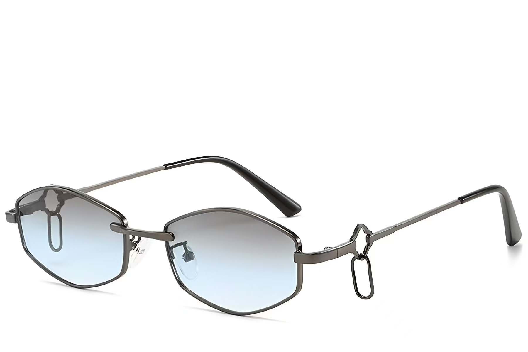 Geometric Grey Metal Sunglasses #BS225-0038