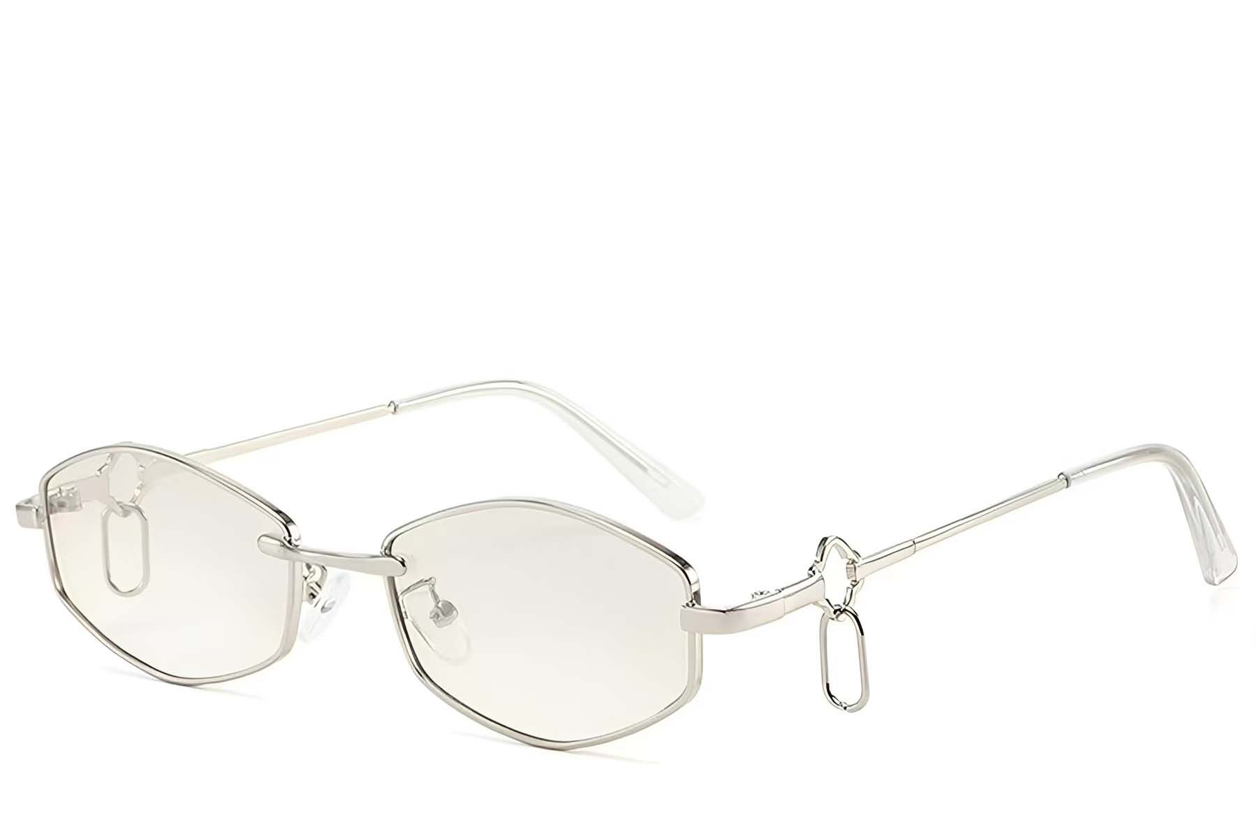 Geometric Silver Metal Sunglasses #BS225-0039