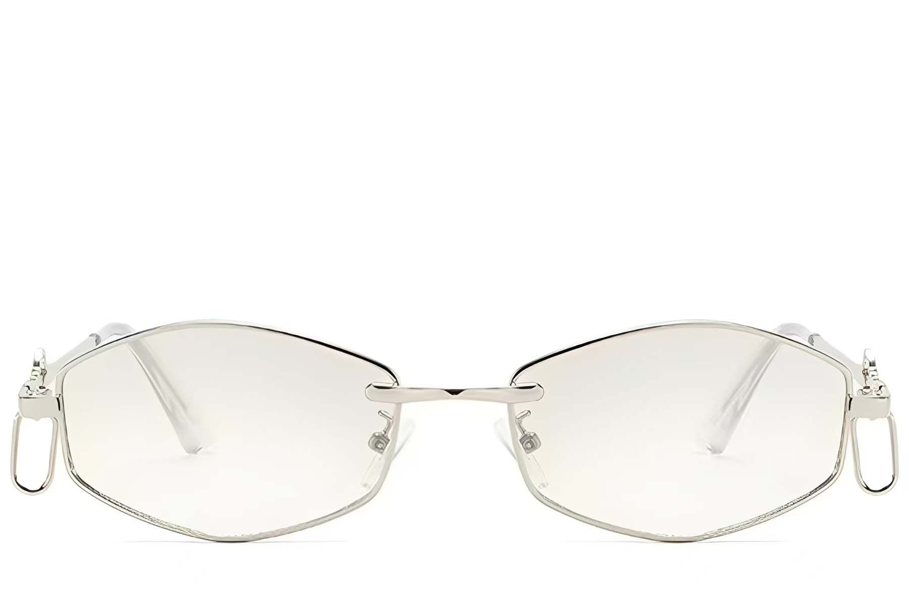 Geometric Silver Metal Sunglasses #BS225-0039
