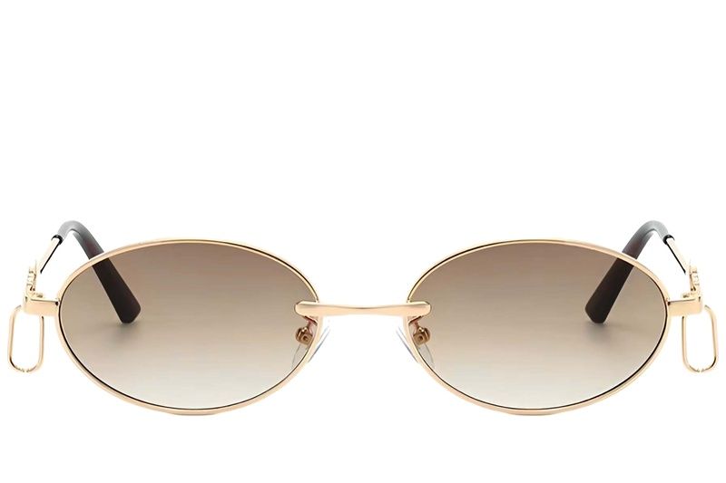 Gafas de sol ovaladas de metal dorado #BS225-0041
