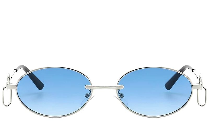 Oval Silver Metal Sunglasses #BS225-0043