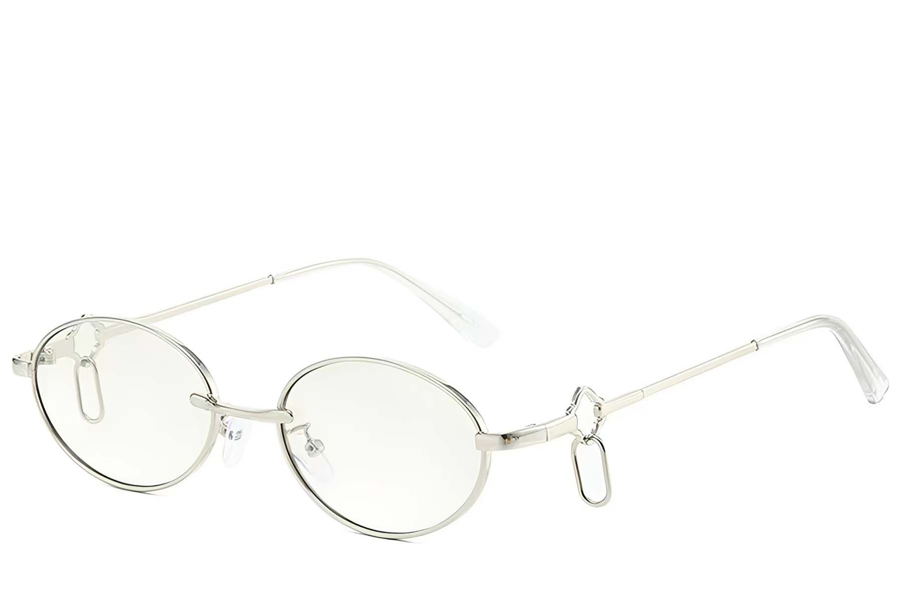 Oval Silver Metal Sunglasses #BS225-0045