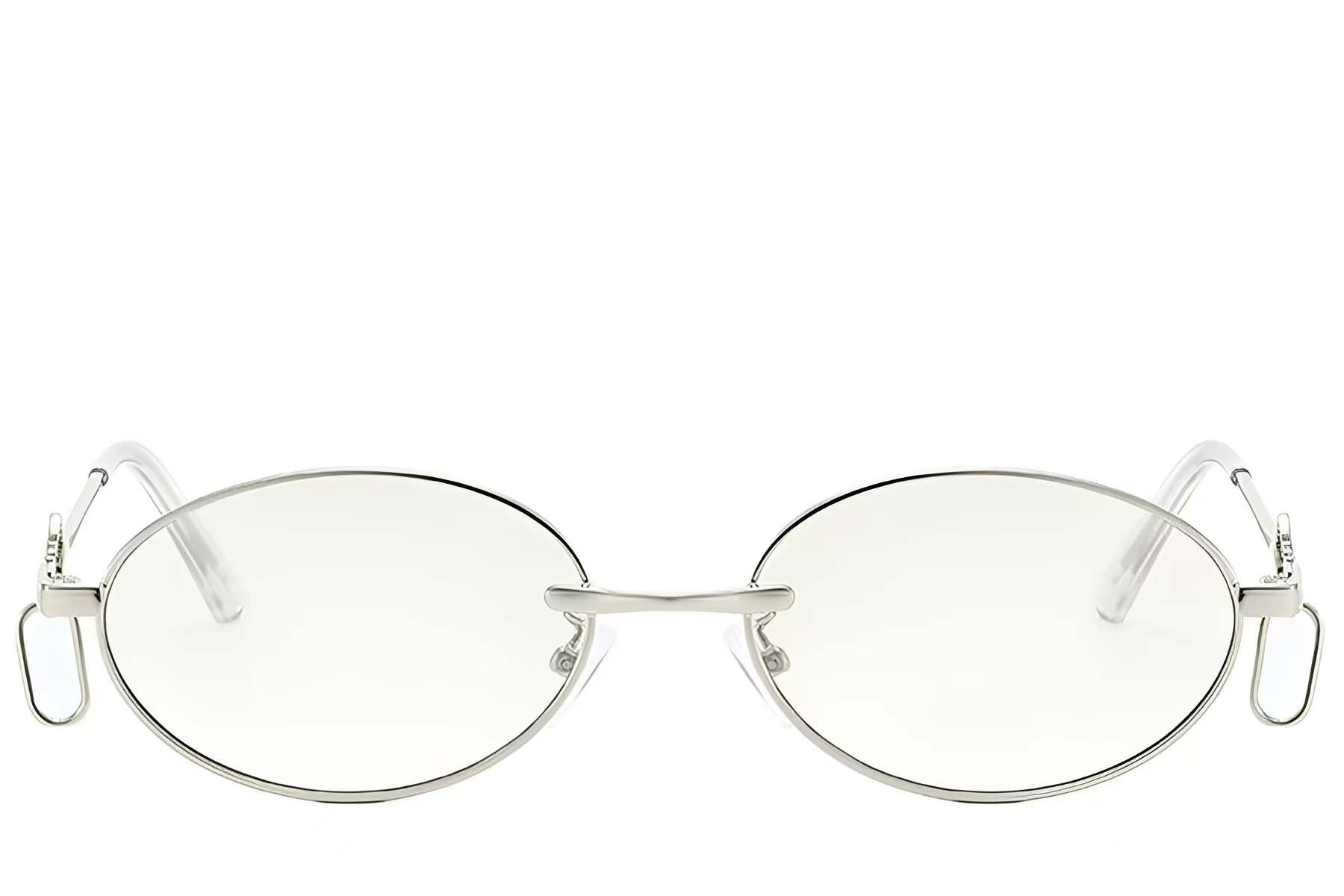 Oval Silver Metal Sunglasses #BS225-0045