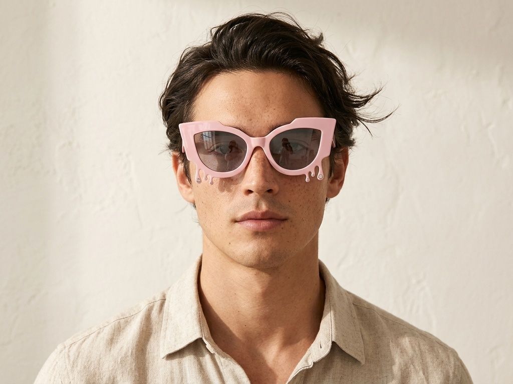Schmetterlingsrosa Kunststoff-Sonnenbrille #BS225-0050