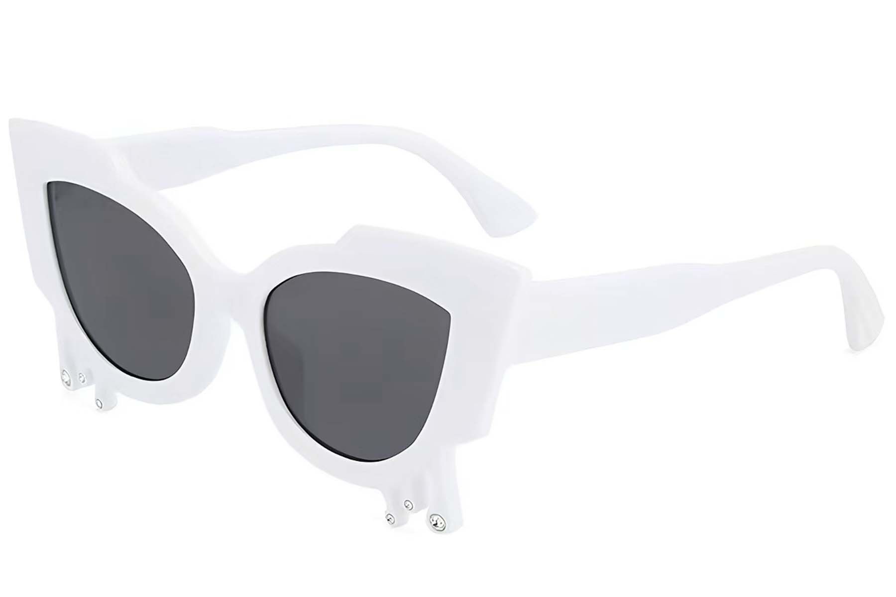 Butterfly White Plastic Sunglasses #BS225-0051