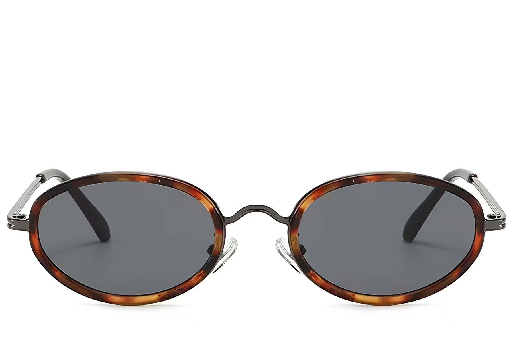 Oval Tortoiseshell Plastic Sunglasses #BS225-0052