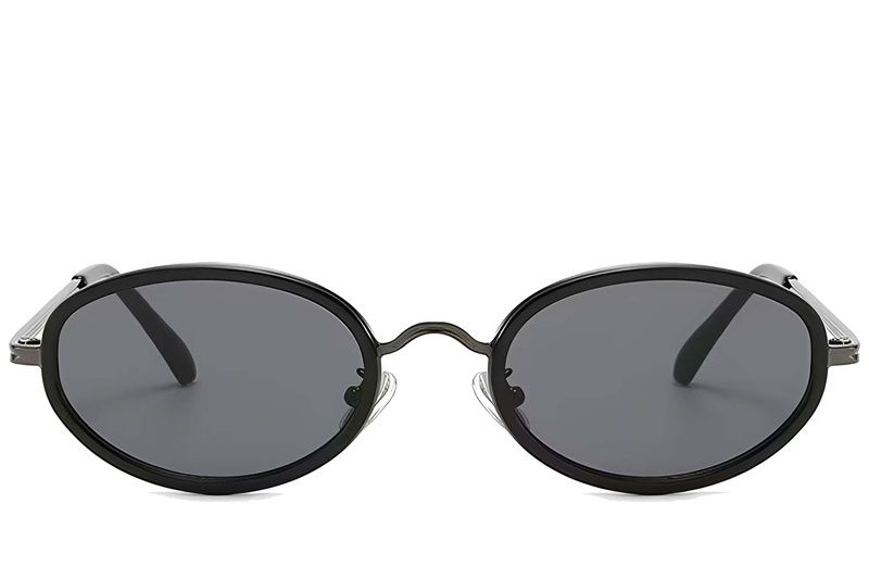 Gafas de sol ovaladas de plástico negro #BS225-0053