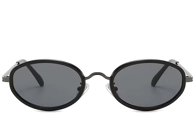 Lunettes de soleil ovales en plastique noir #BS225-0053
