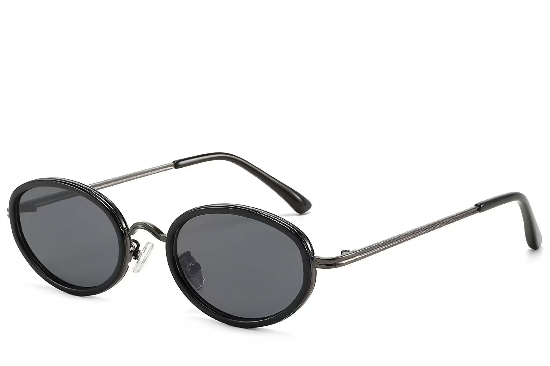 Oval Black Plastic Sunglasses #BS225-0053