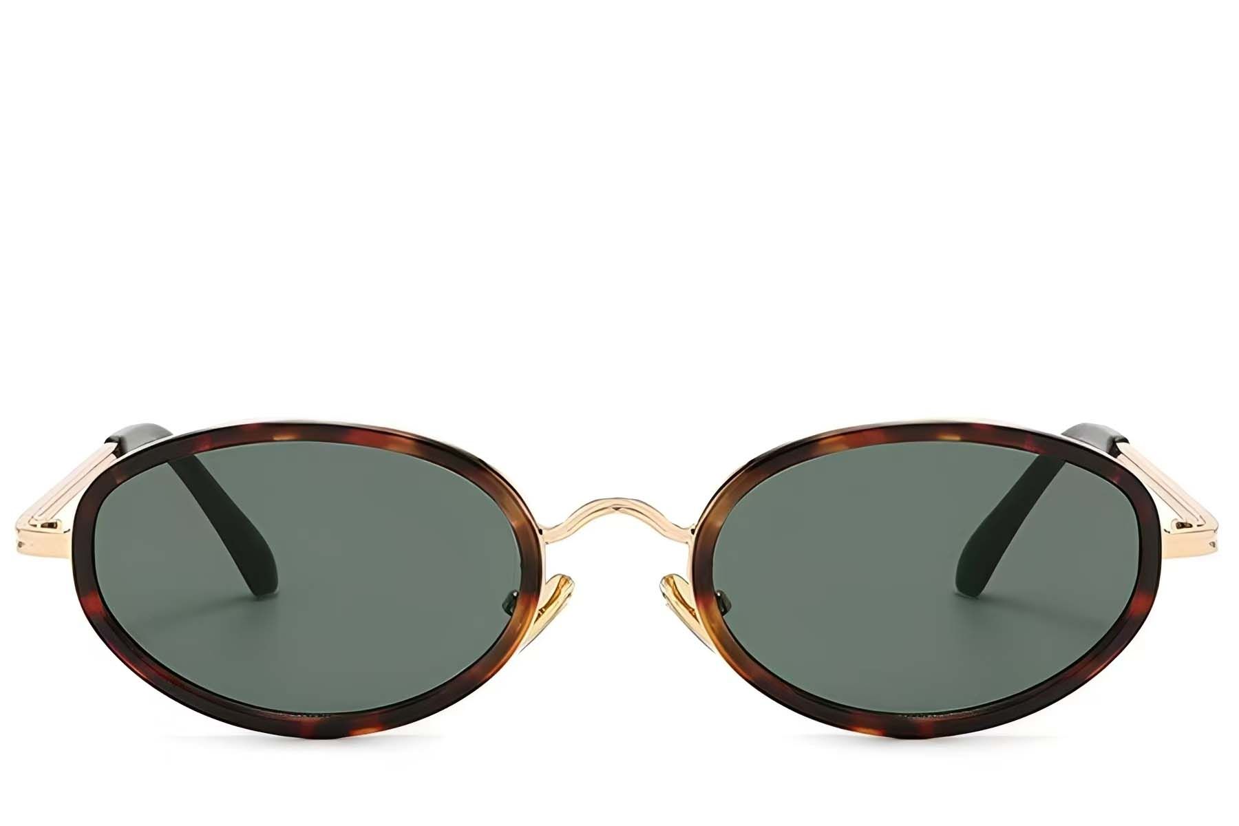 Oval Tortoiseshell Plastic Sunglasses #BS225-0054