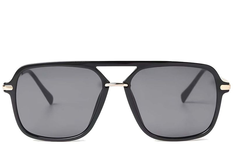 Gafas de sol de aviador de plástico negro #BS225-0058